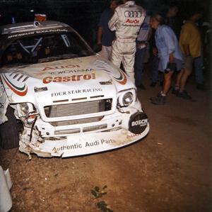 Frank Sprongl / Dan Sprongl Audi S2 Quattro crashed out on SS6 while leading.