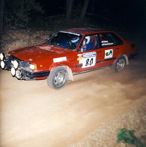 Jon Kemp / Rod Hendricksen Audi 4000 Quattro at the flying finish of SS9, Cushman-Run Randall II.