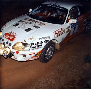 Ralph Kosmides / Joe Noyes Toyota Supra Turbo at the flying finish of SS9, Cushman-Run Randall II.