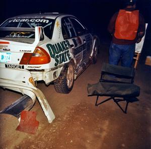 Gabriel Marin-Ortiz / Mark Williams Mitsubishi Lancer Evo V drags bodywork into the PRIMO FTC of SS9, Cushman-Run Randall II.