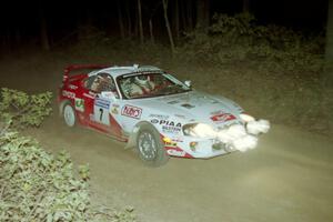 Ralph Kosmides / Joe Noyes Toyota Supra Turbo at the flying finish of SS13, Painter Run.