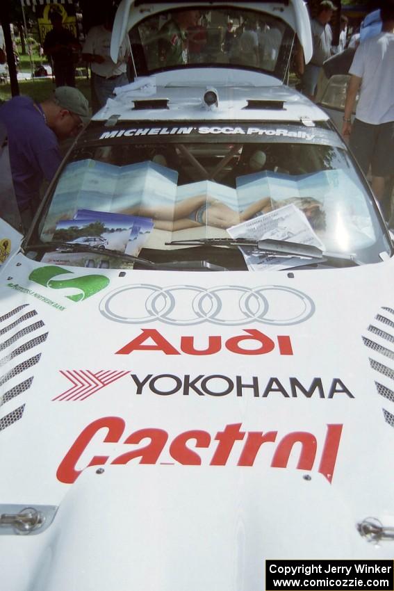 Frank Sprongl / Dan Sprongl Audi S2 Quattro with a nice sunshade during the midday break on the green in Wellsboro.