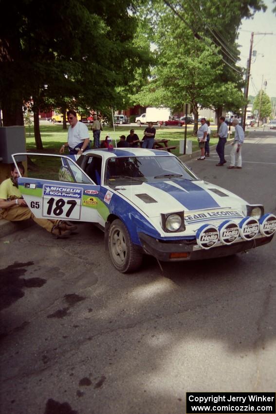 John Shirley / Phil Barnes Triumph TR-7 during the midday break on the green in Wellsboro.