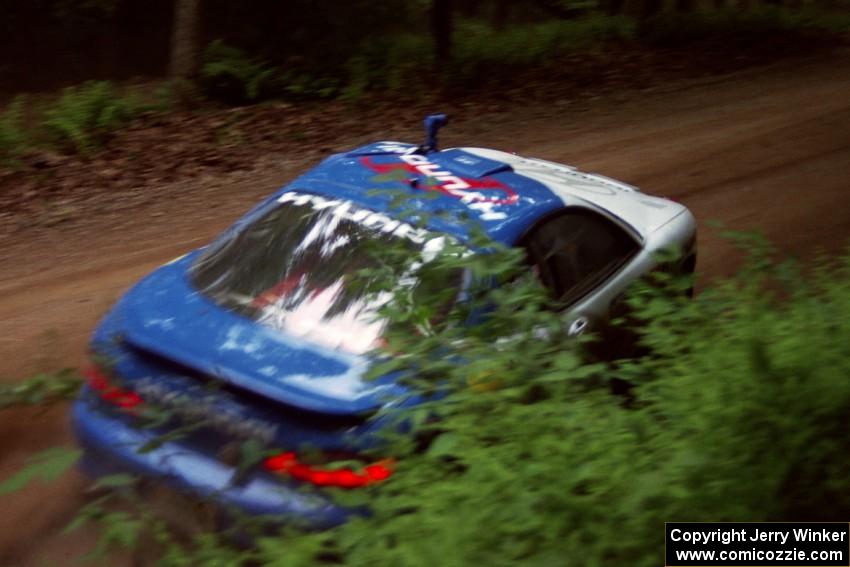 Paul Choiniere / Jeff Becker Hyundai Tiburon powers out of a hairpin on SS5, Thompson Point I.