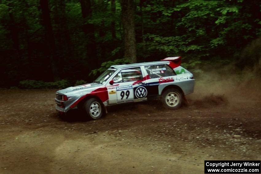 Sakis Hadjiminas / Brian Maxwell Volkswagen Fox Kit Car slides into a hairpin on SS5, Thompson Point I.