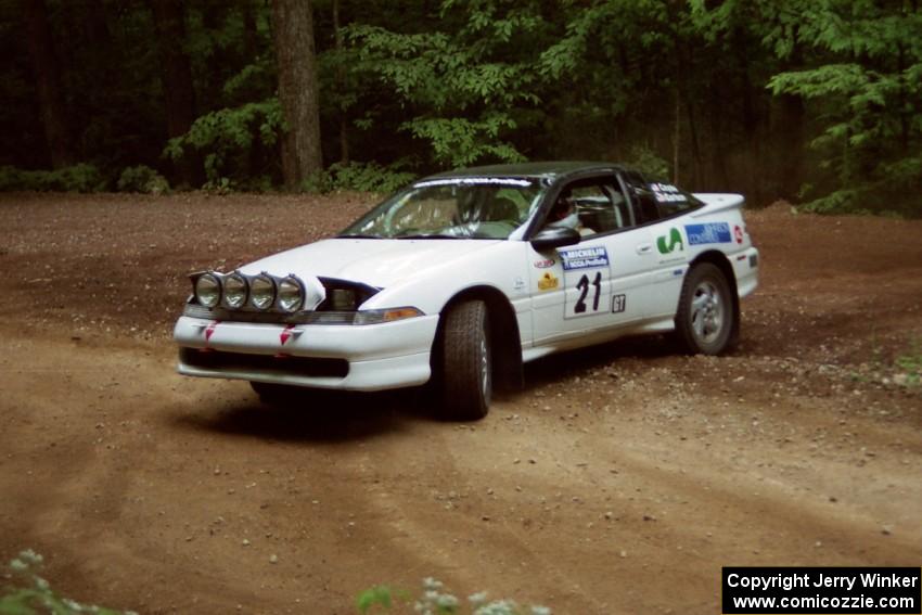 Chris Czyzio / Eric Carlson Mitsubishi Eclipse GSX at a hairpin on SS5, Thompson Point I.