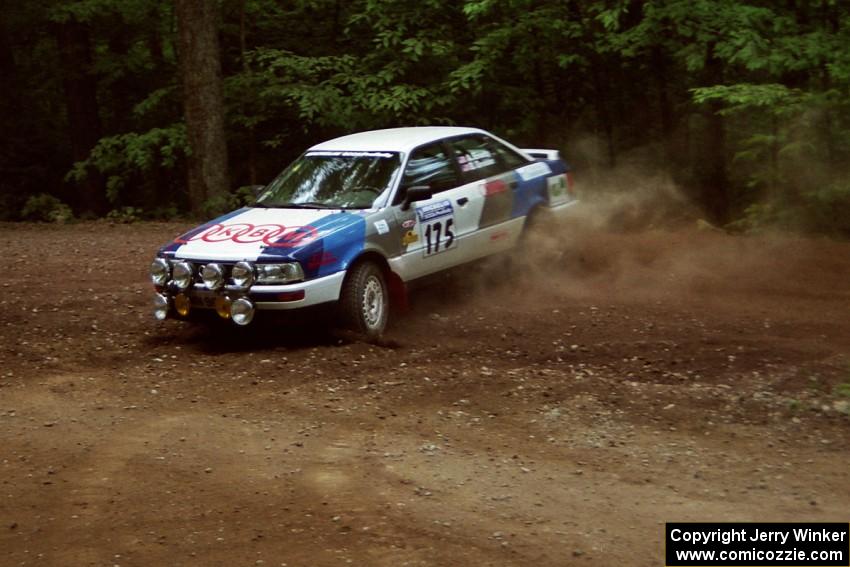 Alex Erisoty / Ben Greisler Audi 90 Quattro slides into a hairpin on SS5, Thompson Point I.