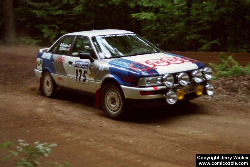 Alex Erisoty / Ben Greisler Audi 90 Quattro powers out of a hairpin on SS5, Thompson Point I.