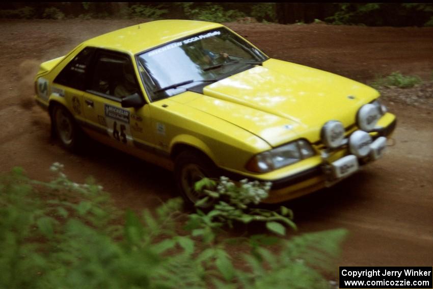 Don Rathgeber / Jimmy Brandt Ford Mustang powers out of a hairpin on SS5, Thompson Point I.