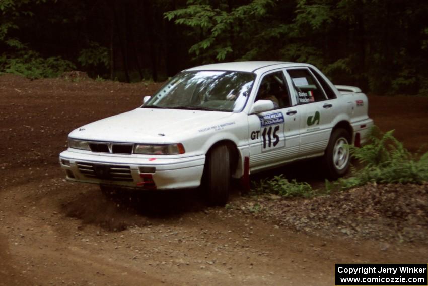 Seamus Burke / Rob Walden Mitsubishi Galant VR-4 at a hairpin on SS5, Thompson Point I.