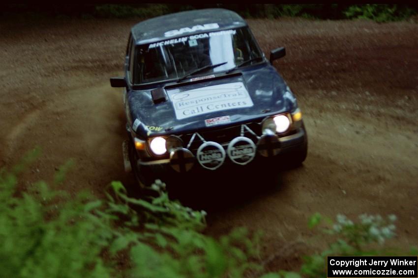 Mike White / Mike Ronan SAAB 99GLI powers out of a hairpin on SS5, Thompson Point I.