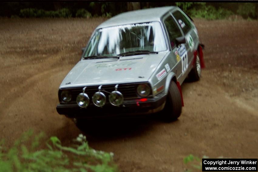 Robert Pao / Bob Barrall  VW GTI powers out of a hairpin on SS5, Thompson Point I.