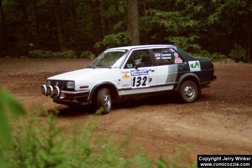 William Tremmel / Peter Coleman VW Jetta GL powers out of a hairpin on SS5, Thompson Point I.