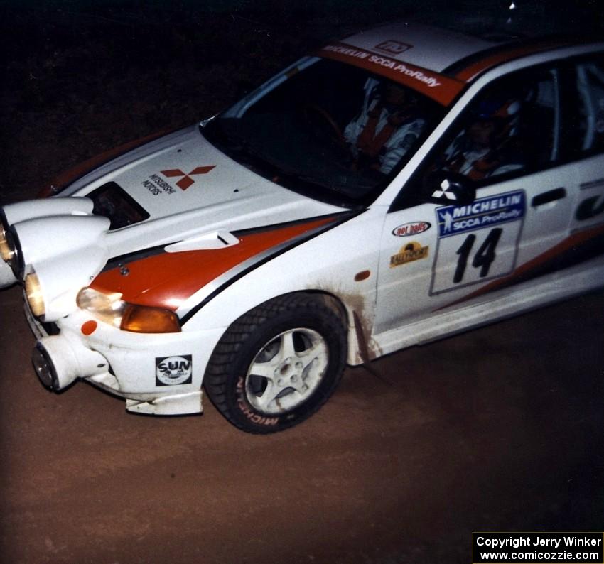 Garen Shrader / Doc Schrader Mitsubishi Lancer Evo IV at the flying finish of SS9, Cushman-Run Randall II.