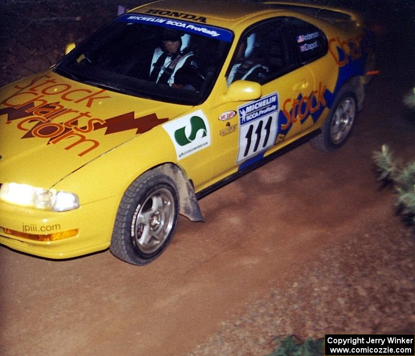 Jim Anderson / Martin Dapot Honda Prelude VTEC at the flying finish of SS9, Cushman-Run Randall II.