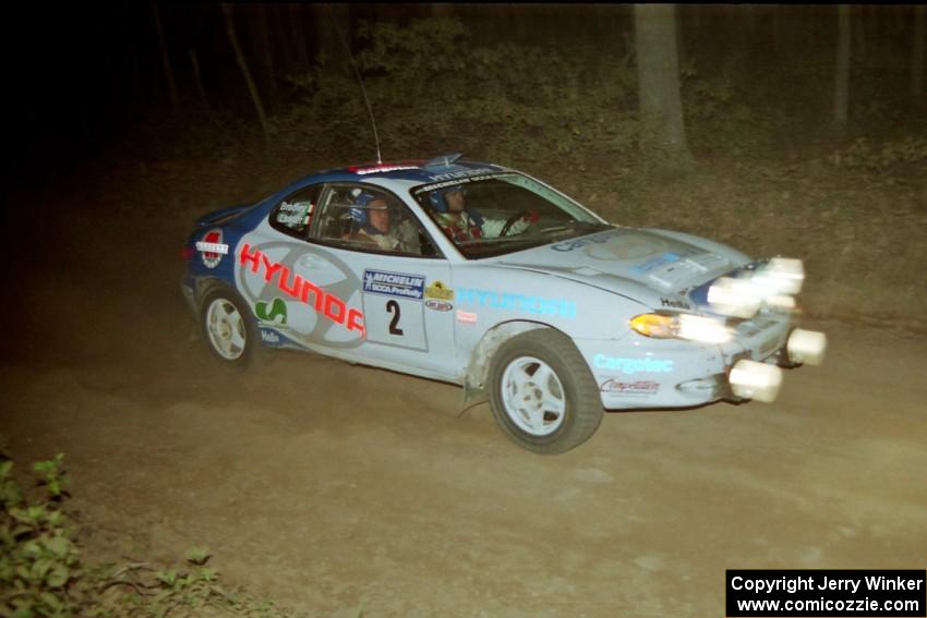 Noel Lawler / Charles Bradley Hyundai Tiburon at the flying finish of SS13, Painter Run.