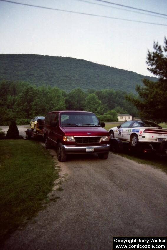 Steve Gingras / Bill Westrick Eagle Talon and Chris Czyzio / Eric Carlson Mitsubishi Eclipse GSX at the Colton Point Motel.