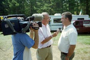 Stewart Allen is interviewed for Irish TV before the rally.