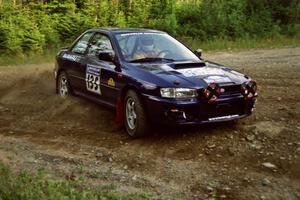 Bill Driegert / Claire Chizma Subaru WRX at a hairpin on SS3, Grafton I.