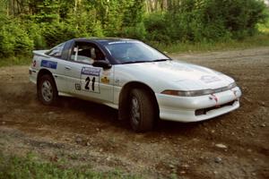 Chris Czyzio / Eric Carlson Mitsubishi Eclipse GSX at a hairpin on SS3, Grafton I.