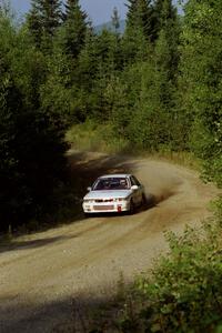 Seamus Burke / Mark Williams Mitsubishi Galant VR-4 at speed on SS3, Grafton I.