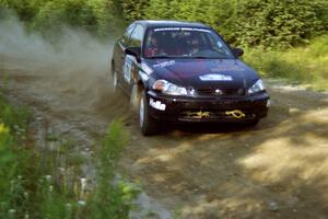 Bryan Hourt / Pete Cardimen Honda Civic at speed on SS3, Grafton I.