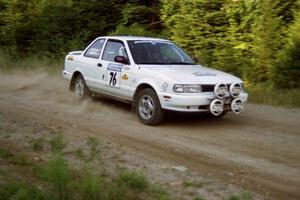 Ted Mendham / Lise Mendham Nissan Sentra SE-R at speed on SS3, Grafton I.