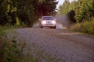 Peter Malaszuk / Darek Szerejko Daewoo Nubira at speed on SS3, Grafton I.