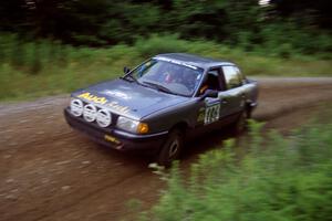 Jerry Cuffe / Barry Cuffe Audi 80 Quattro at speed on SS3, Grafton I.