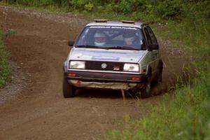 Art Burmeister / Jimmy Brandt VW GTI comes through a corner on SS3, Grafton I.