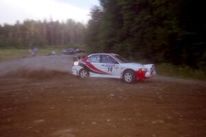 Garen Shrader / Doc Schrader Mitsubishi Lancer Evo IV at a hairpin on SS4, Grafton II.