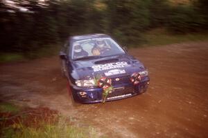 Bill Driegert / Claire Chizma Subaru WRX at a hairpin on SS4, Grafton II.