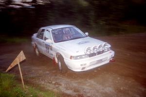 Seamus Burke / Mark Williams Mitsubishi Galant VR-4 at a hairpin on SS4, Grafton II.