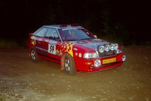 John Rek / Constantine Mantopoulos Audi S2 Quattro at a hairpin on SS4, Grafton II.