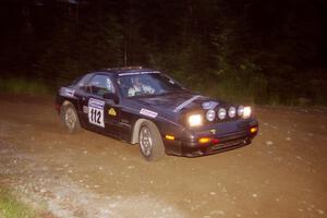 Jens Larsen / Roger Sanderson Mazda RX-7 at a hairpin on SS4, Grafton II.