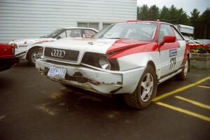 Demetrios Andreou / John Bellefleur Audi 90 Coupe Quattro sustained heavy damage after crashing after the finish of SS2.