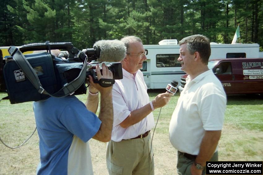 Stewart Allen is interviewed for Irish TV before the rally.