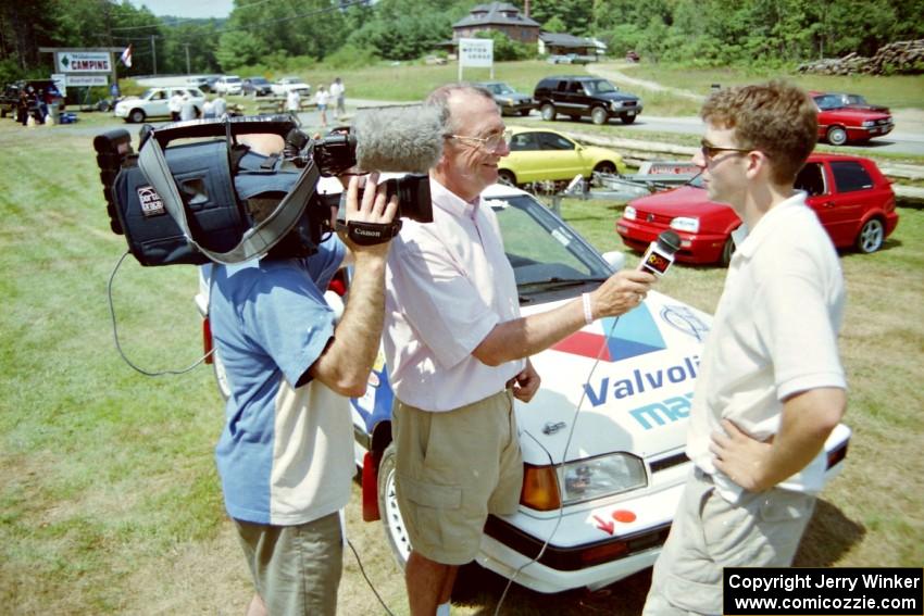 Marty Allen is interviewed for Irish TV before the rally.