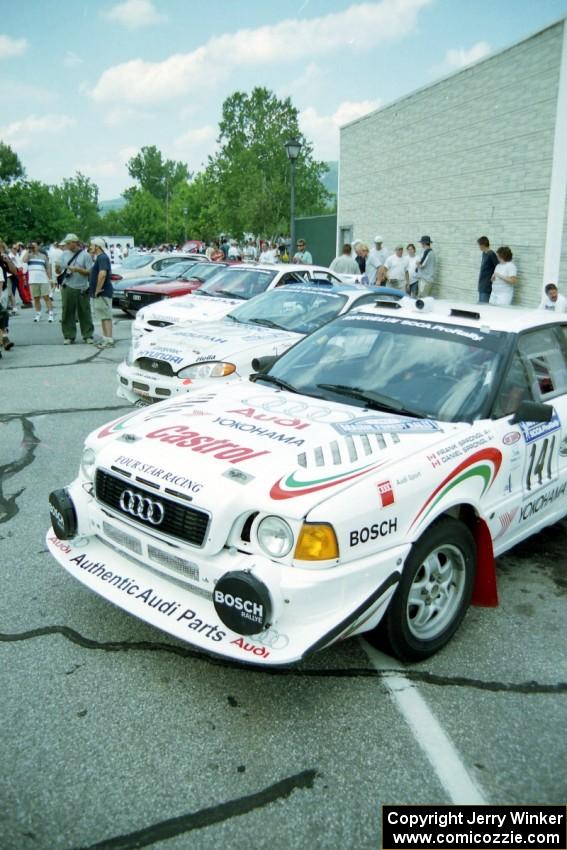 Frank Sprongl / Dan Sprongl Audi S2 Quattro and Noel Lawler / Charles Bradley Hyundai Tiburon behind it before the rally.