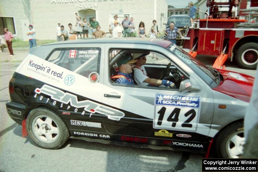 Jon Nichols / Mike Koch VW Golf prepares to leave the ceremonial start.