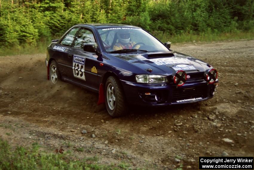 Bill Driegert / Claire Chizma Subaru WRX at a hairpin on SS3, Grafton I.