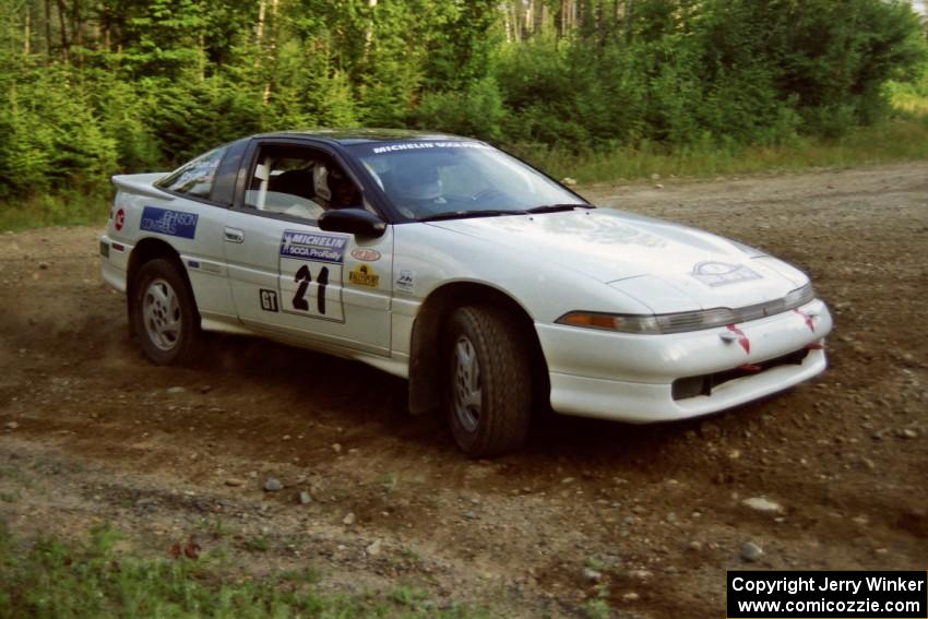 Chris Czyzio / Eric Carlson Mitsubishi Eclipse GSX at a hairpin on SS3, Grafton I.