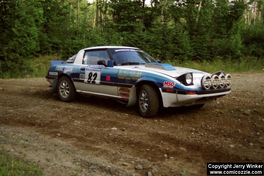 Mike Hurst / Rob Bohn Mazda RX-7 at a hairpin on SS3, Grafton I.