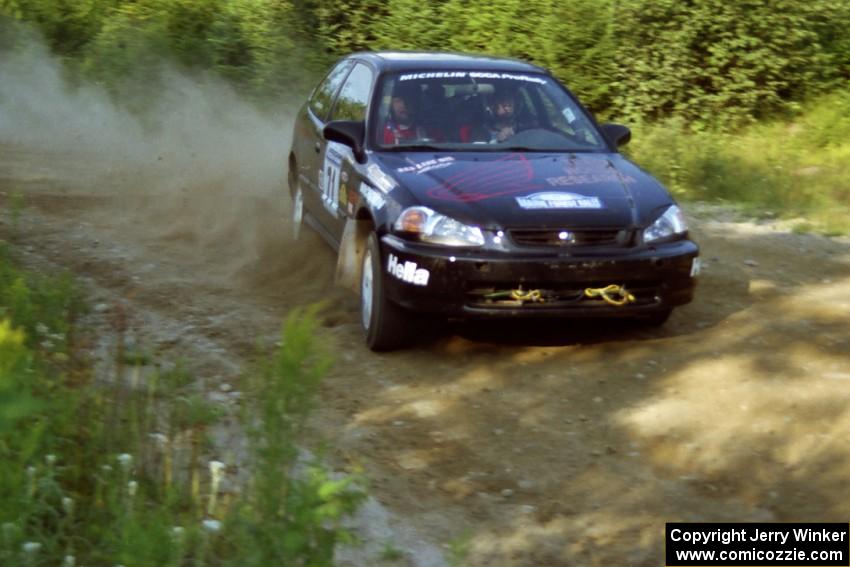 Bryan Hourt / Pete Cardimen Honda Civic at speed on SS3, Grafton I.