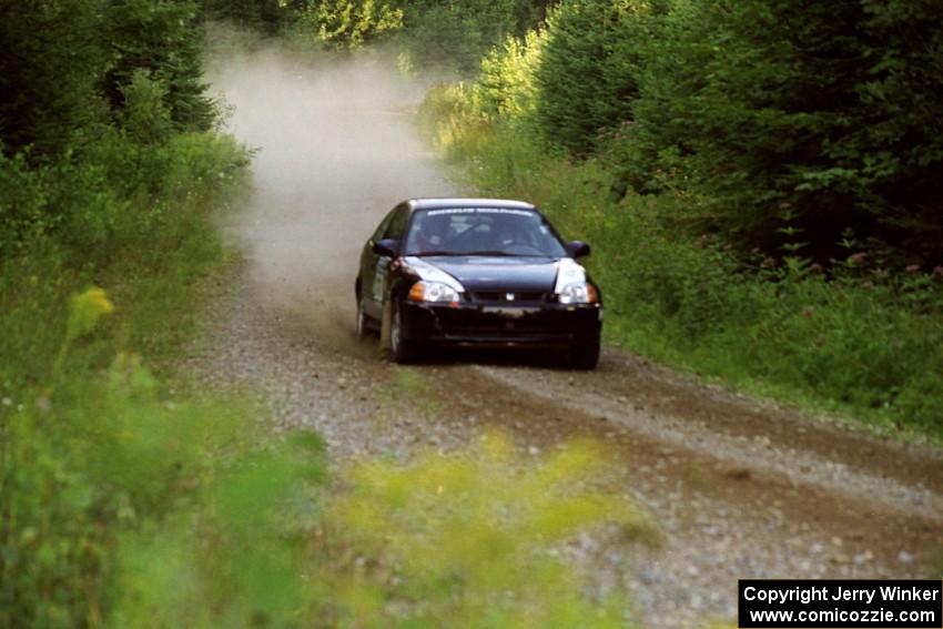 Nick Robinson / Carl Lindquist Honda Civic at speed on SS3, Grafton I.