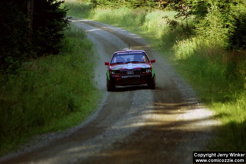 Carlos Arrieta, Sr. / Belen Arrieta Audi 4000 Quattro at speed on SS3, Grafton I.