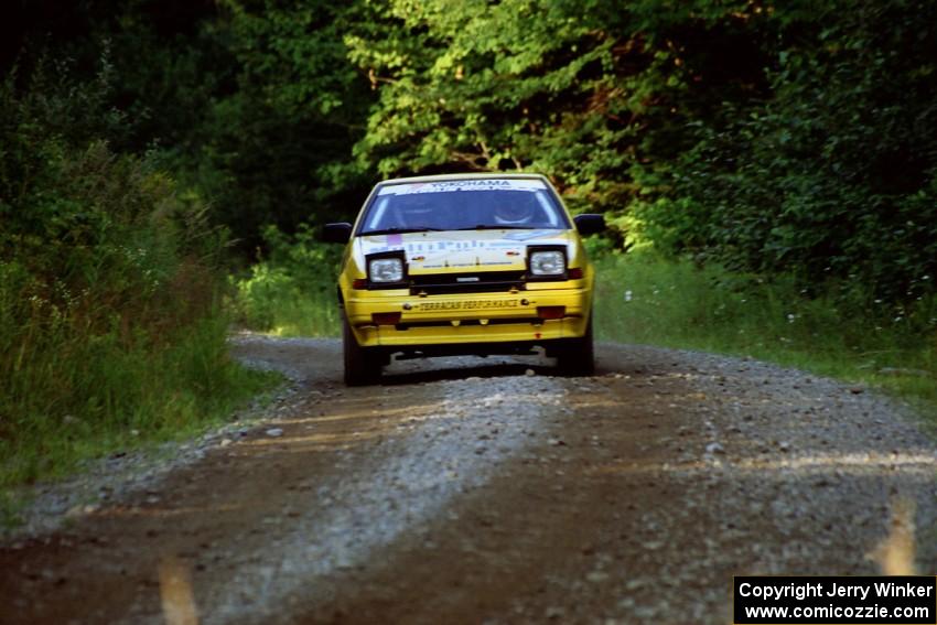 Bruno Laverdiere / Martin Duval Toyota Corolla at speed on SS3, Grafton I.