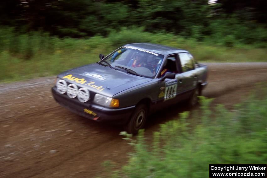 Jerry Cuffe / Barry Cuffe Audi 80 Quattro at speed on SS3, Grafton I.