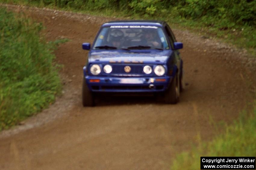 Patrick Lilly / Mark McAllister VW GTI comes through a corner on SS3, Grafton I.