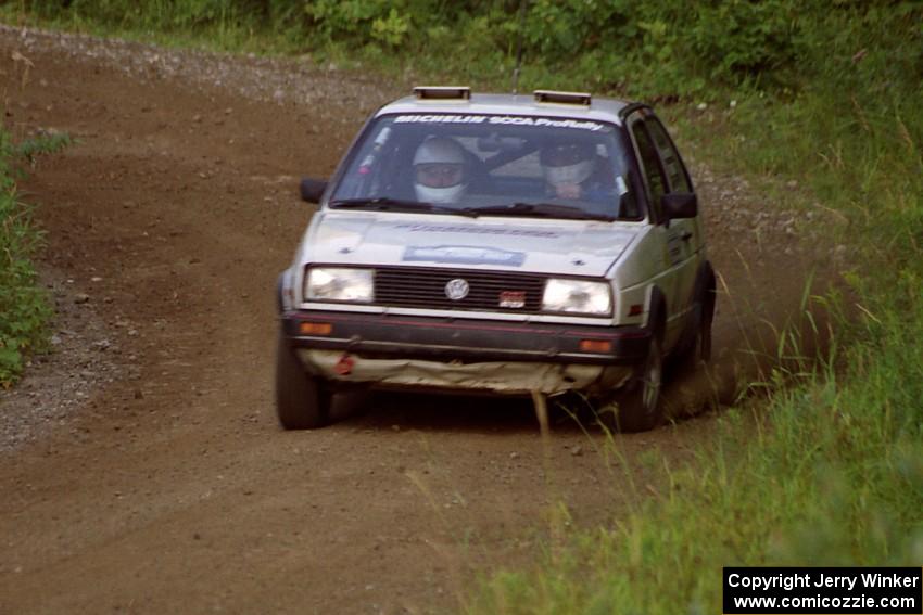 Art Burmeister / Jimmy Brandt VW GTI comes through a corner on SS3, Grafton I.